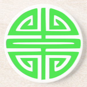 Dessous De Verre En Grès symbole de prospérité chinois vert