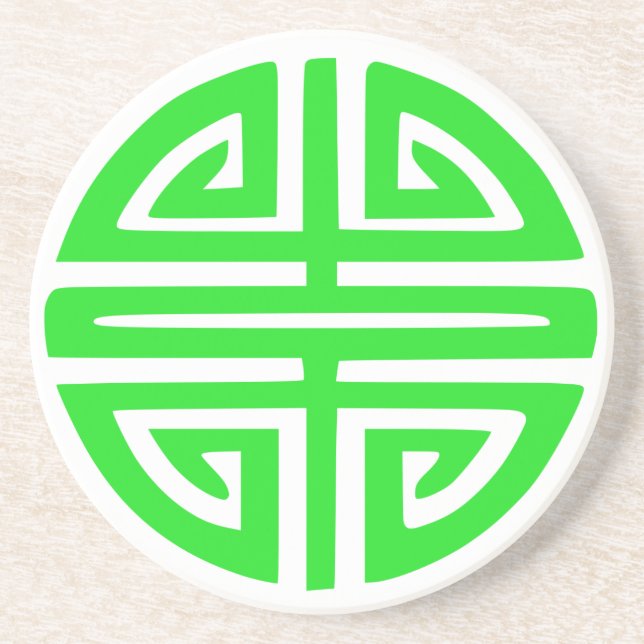 Dessous De Verre En Grès symbole de prospérité chinois vert (Devant)