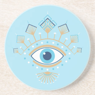 Dessous De Verre En Grès Symbole de protection turc des yeux mal grecs déco