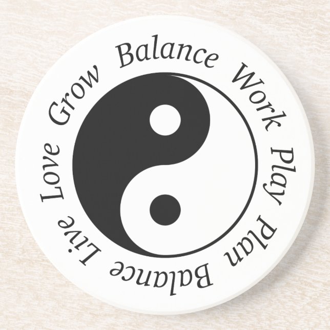 Dessous De Verre En Grès Symbole de Yin Yang d'équilibre (Devant)