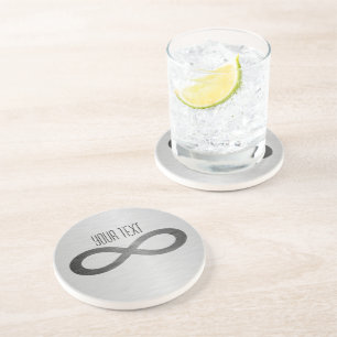Dessous De Verre En Grès Symbole d'infini sur la texture métallique de Faux