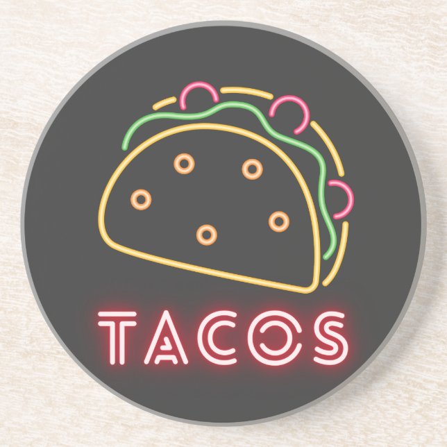 Dessous De Verre En Grès SYMBOLE NEON Tacos (Devant)