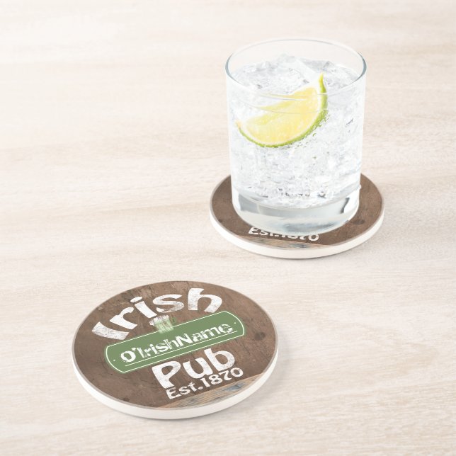 Dessous De Verre En Grès Symbole personnalisé Irish Pub Old Keg (Côté)