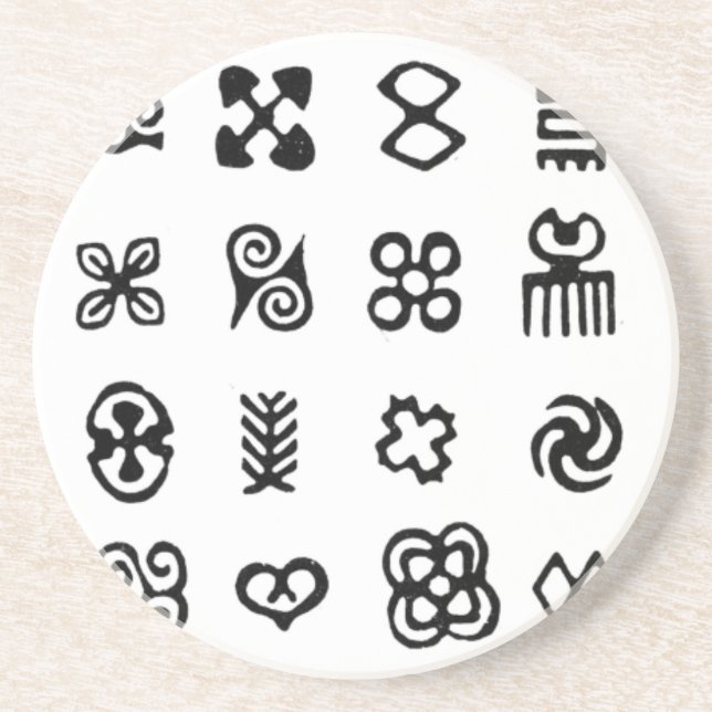 Dessous De Verre En Grès Symboles africains Adinkra (Devant)