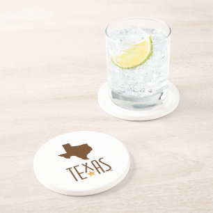 Dessous De Verre En Grès Symboles du Texas, État du Texas, marron