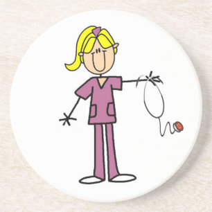 Dessous De Verre En Grès T-shirts Blond Female Stick Figure Nurse