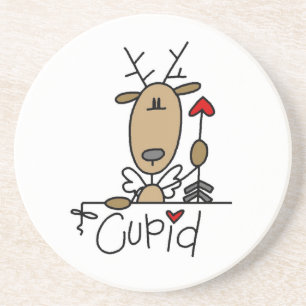 Dessous De Verre En Grès T-shirts et cadeaux de Noël de renne de cupidon