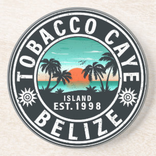 Dessous De Verre En Grès Tabac Caye Belize Retro Sunset Souvenirs 60s