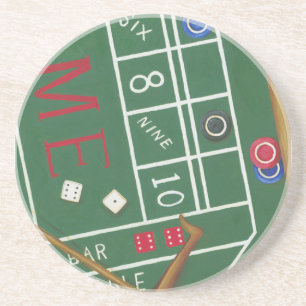 Dessous De Verre En Grès Table Casino Craps avec chips et dés