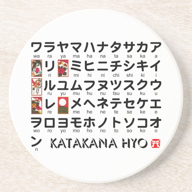 Dessous De Verre En Grès Table japonaise de katakanas (alphabet) (Devant)