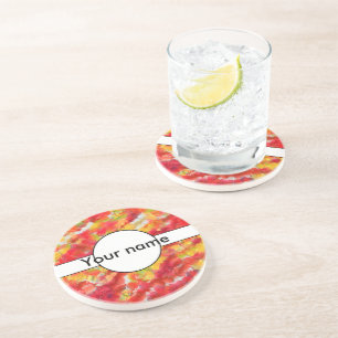 Dessous De Verre En Grès Taches jaunes rouges