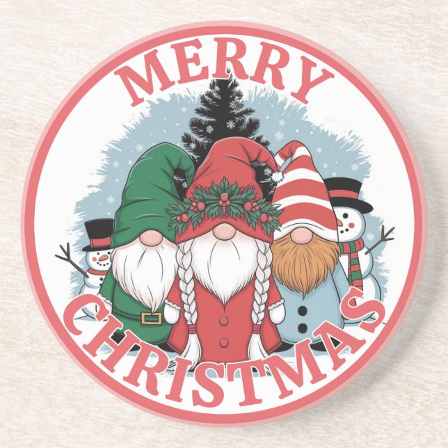 Dessous De Verre En Grès Tapis de Noël Gnomes (Devant)