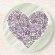 Tapis rond à cœur fleuri violet