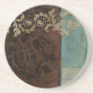 Dessous De Verre En Grès Tapisserie Abstraite Damask par Jennifer Goldberge