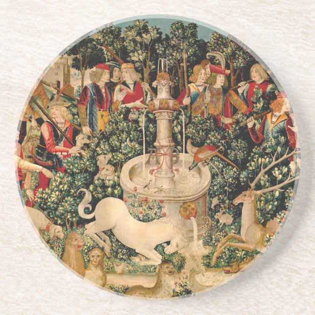 Dessous De Verre En Grès Tapisseries Unicorne Trouvé Légende Mythe Art médi (Devant)