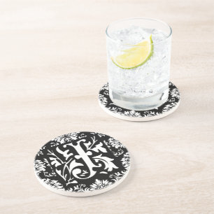 Dessous De Verre En Grès Tasses de mariage anniversaire Monogram Vintage J