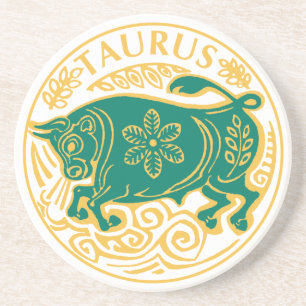 Dessous De Verre En Grès Taurus Signe du zodiaque sur un