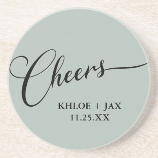 Dessous De Verre En Grès Tcheers Minimal Noir Blanc Écriture Personnalisée