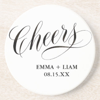 Dessous De Verre En Grès Tcheers Minimal Noir Blanc Écriture Personnalisée