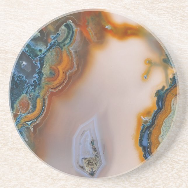 Dessous De Verre En Grès Teal translucide et agate de rouille (Devant)