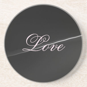 Dessous De Verre En Grès Tendance gris foncé Wave Love Mariage Calligraphie