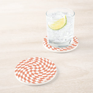 Dessous De Verre En Grès Teracotta Mariage Collection Vérifier À damiers