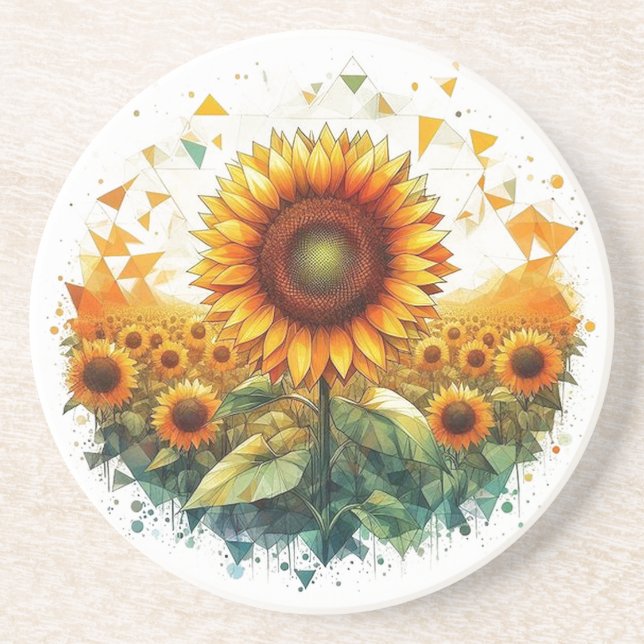 Dessous De Verre En Grès Terrain de tournesol - Art Déco (Devant)