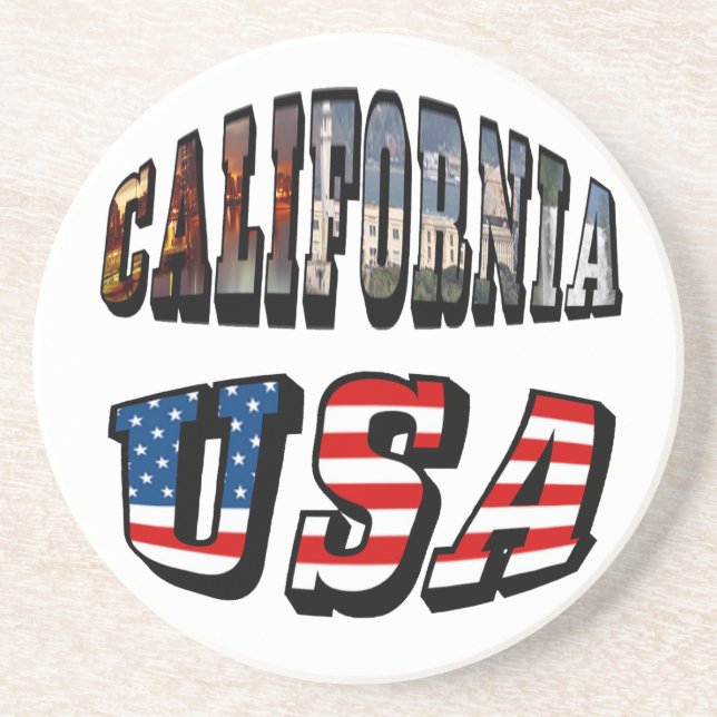 Dessous De Verre En Grès Texte du drapeau de la Californie (Devant)