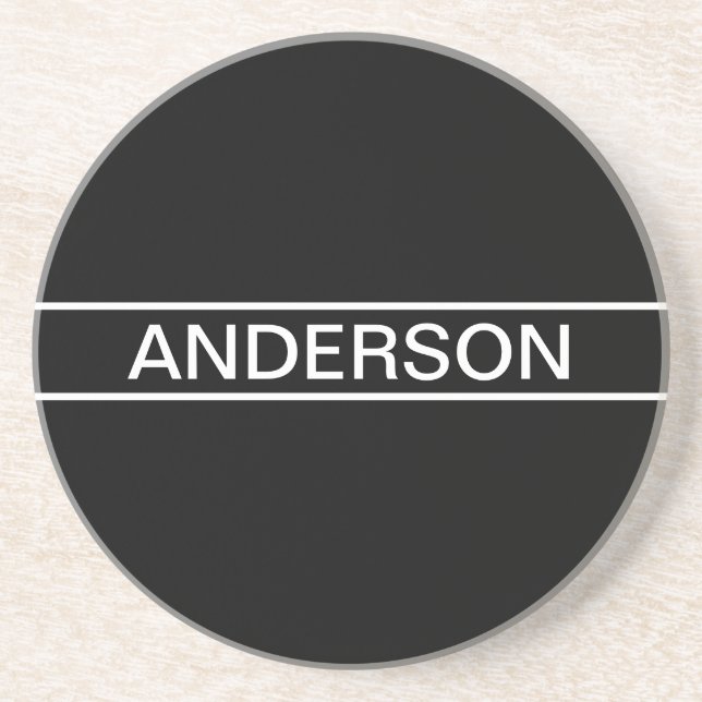 Dessous De Verre En Grès Texte personnalisable | Bold Modern Black & White (Devant)