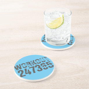 Dessous De Verre En Grès Texte usé et rayé Workout 247365 bleu