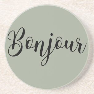 Dessous De Verre En Grès TexteNoirBonjour