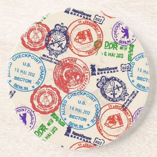 Dessous De Verre En Grès Texture avec de vrais timbres (Devant)