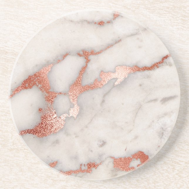 Dessous De Verre En Grès Texture rose de marbre d'or (Devant)