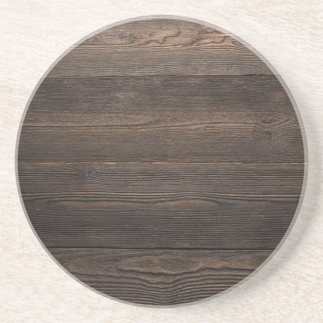 Dessous De Verre En Grès Textures de bois foncé rustique (Devant)