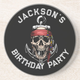 Dessous De Verre En Grès Thème Pirate Fête Crâne Adulte Blanc NAUTIQUE
