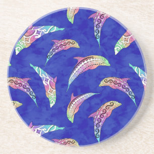 Dessous De Verre En Grès Tie Dye Animaux marins Dolphins Marlins