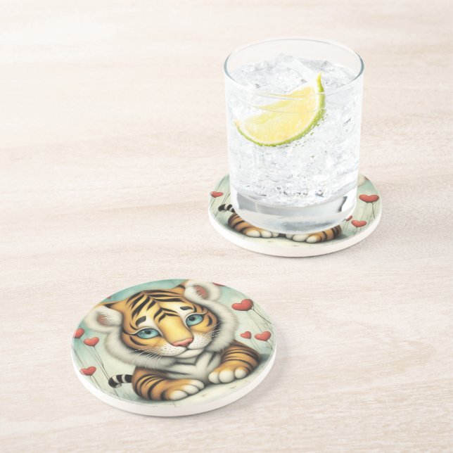 Dessous De Verre En Grès Tiger Love 2 (Côté)