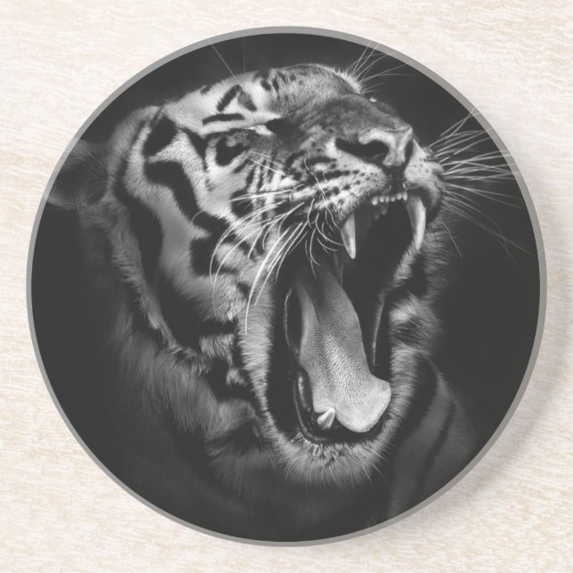 Dessous De Verre En Grès Tigre noir et blanc (Devant)
