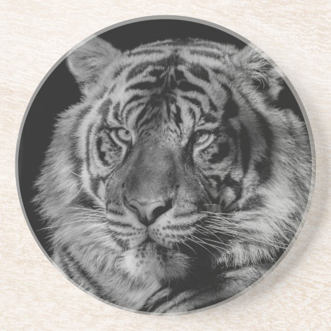 Dessous De Verre En Grès Tigre noir et blanc (Devant)