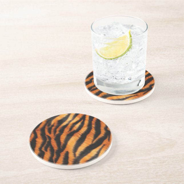 Dessous De Verre En Grès Tigre noir orange (Côté)