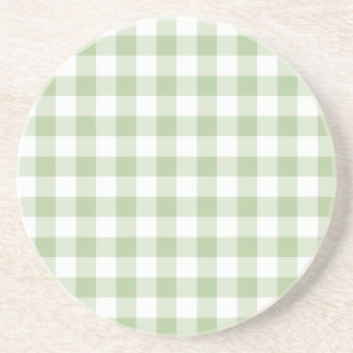 Dessous De Verre En Grès Tiny Sage and White Gingham