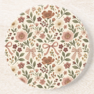 Dessous De Verre En Grès Tissu à nœud floral Cottagecore vintage | Romantiq