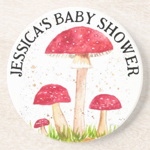 Dessous De Verre En Grès Toadstool Champignons Forêt aquarelle Rouge Nature