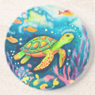 Dessous De Verre En Grès Tortue à peinture