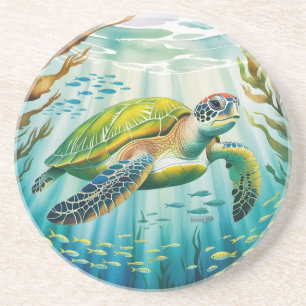 Dessous De Verre En Grès Tortue peinte