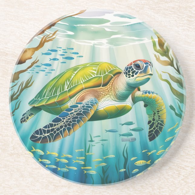 Dessous De Verre En Grès Tortue peinte (Devant)
