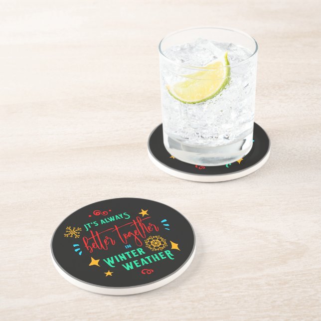 Dessous De Verre En Grès Toujours mieux ensemble en hiver Noël, ZSG (Côté)