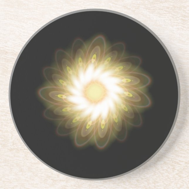 Dessous De Verre En Grès Tourbillons jaunes sur Noir (Devant)