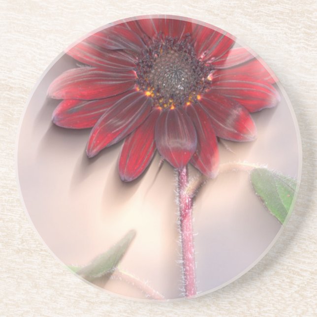Dessous De Verre En Grès Tournesol hybride soufflant dans le vent (Devant)