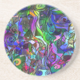 Dessous De Verre En Grès Toutes les couleurs avec des tourbillons et des li
